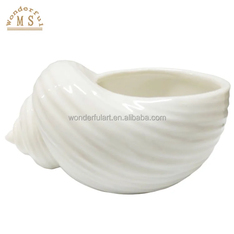 Ceramic porcelain snail shell seashell shape candle holder gift tea light conch holder desktop decoration