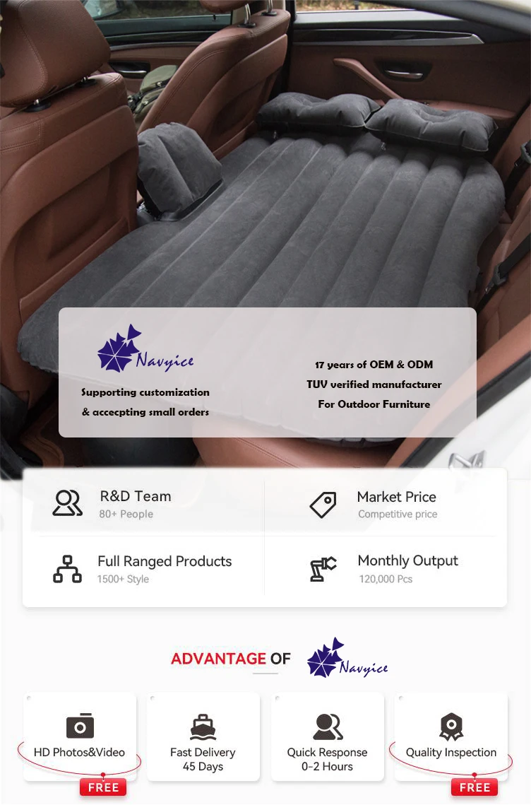 Inflatable Car Mattress With Pump For Road Trip Air Bed Travel Back