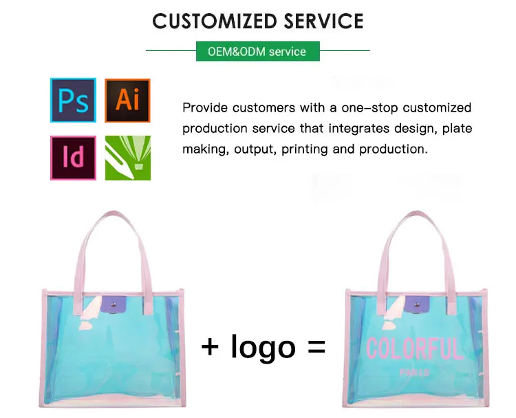 Custom Luxury Waterproof Pvc Tote Bag Beach Cosmetic Shopping Gift 2pcs in 1 Set Handbags Fashion Jelly Bag for Women