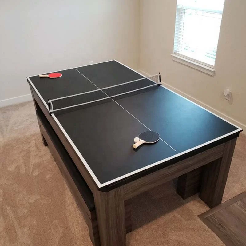 7ft 3-в-1 с откидным верхом Многофункциональный бильярдный стол с обеденной крышки для пинг-понга Топ и штаны комплект 2 места стенда