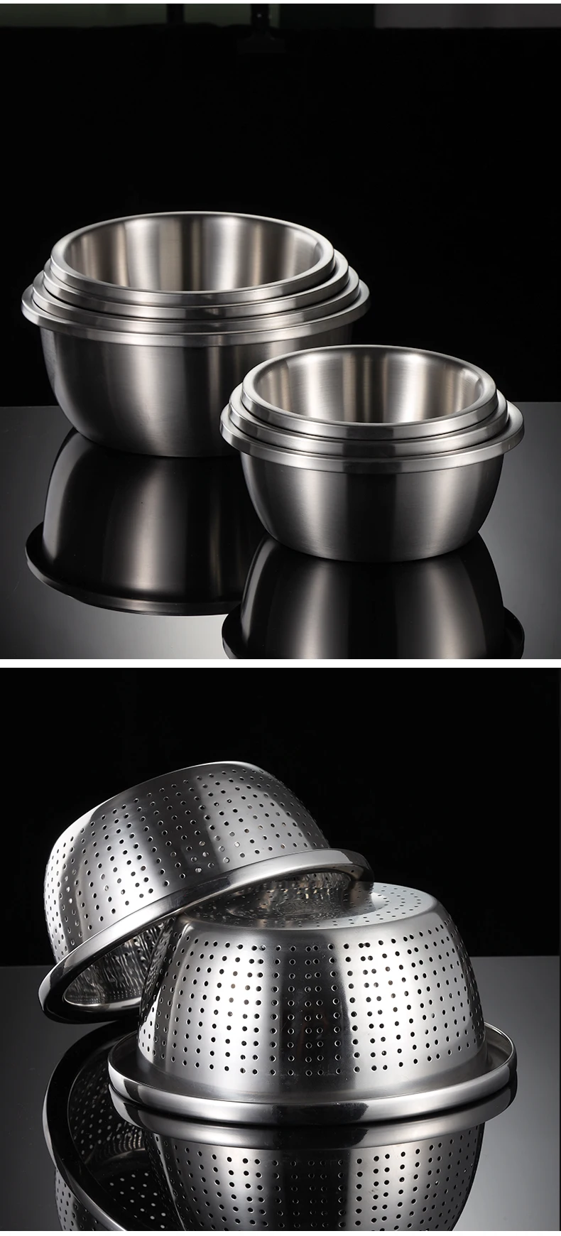 304 Stainless Steel Basin Household Thickening Cooking Kneading Kitchen Wash Basin Soup Leaching Egg Basin Wholesale 3015001