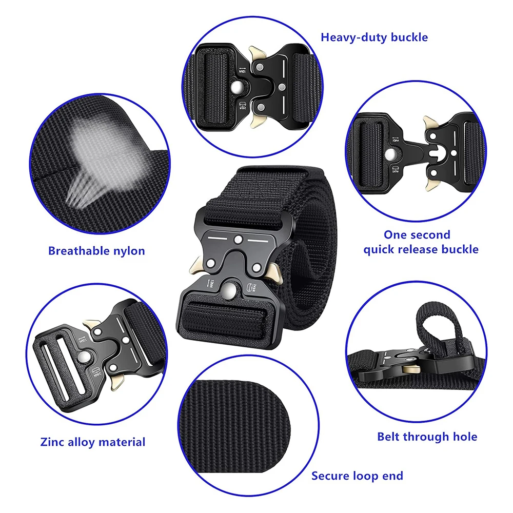 Wear-resistant Tactical Multifunctional Belt Webbing Riggers Web Belts Heavy Duty Quick-Release Metal Buckle Belt