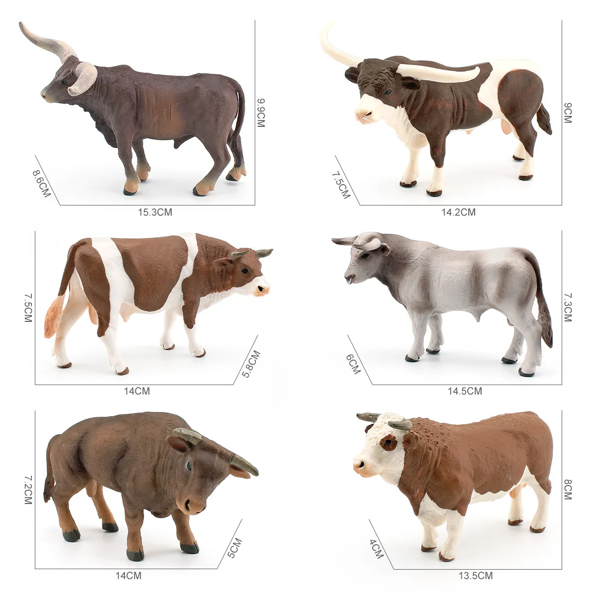 - Simulation Ranch Farm Poultry Brown Cattle Simmental Bull Cow Longhorn Model Decoration