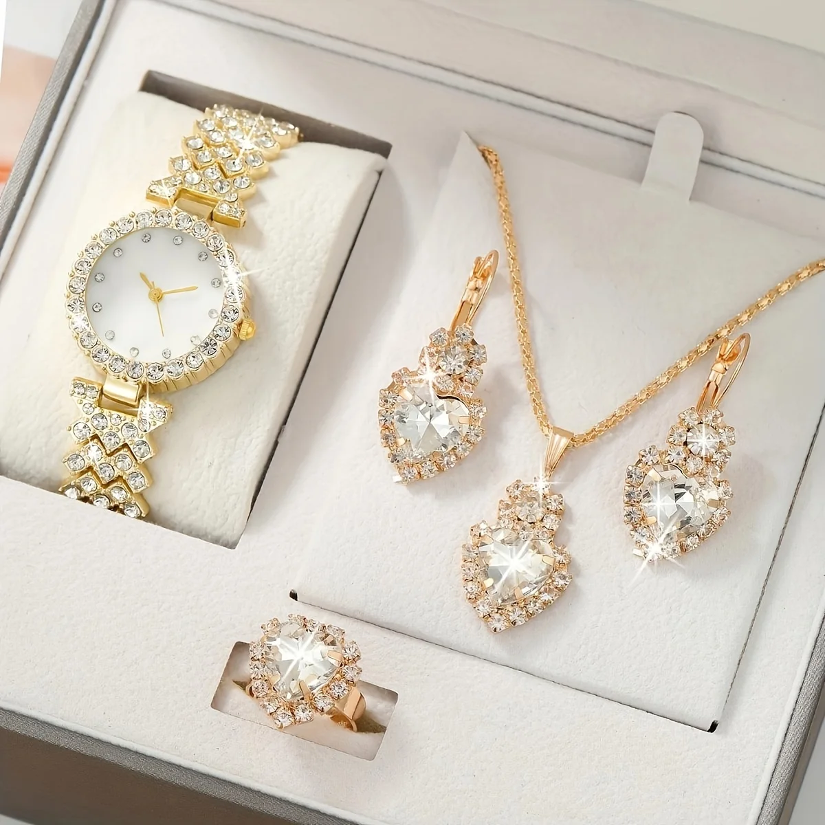 NW1417 Women's Watch & Bracelet Set - Stylish Rhinestone Jewelry