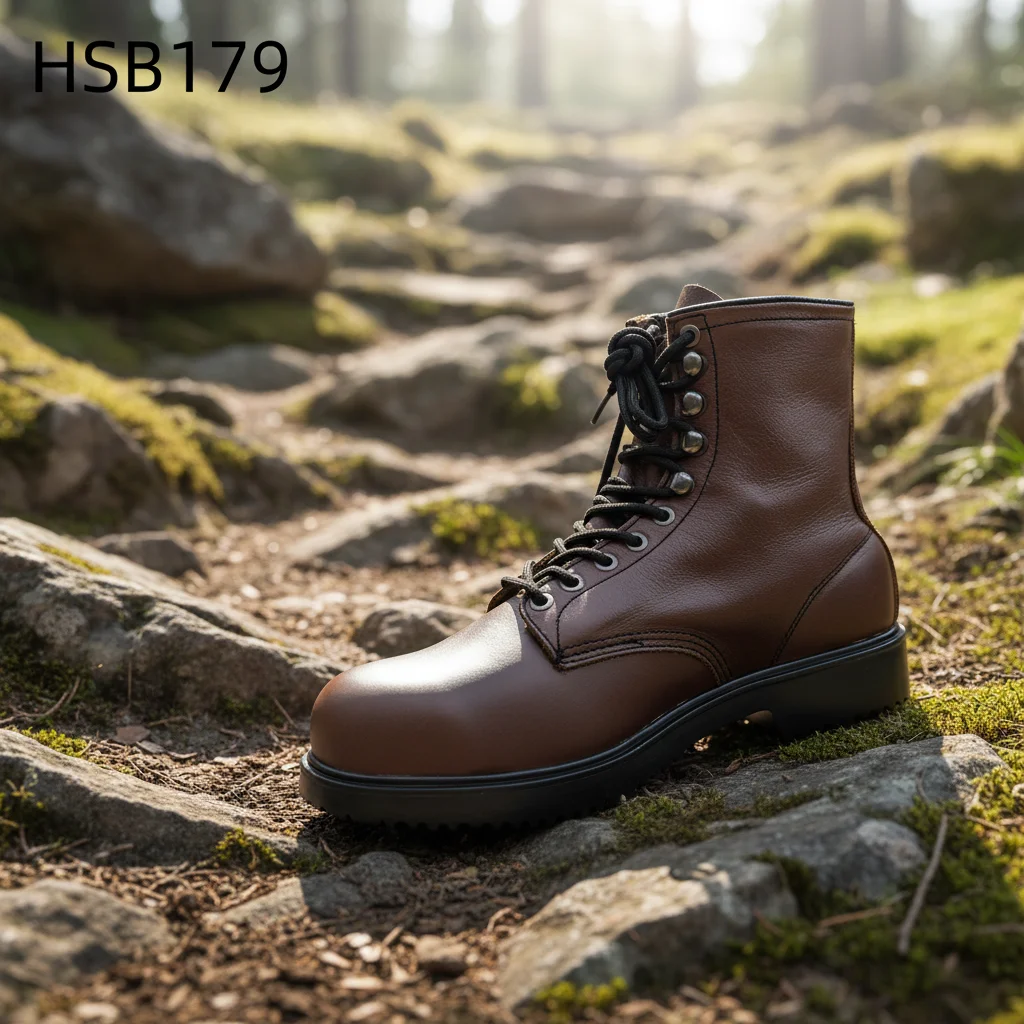 ZYF,formal Band Middle Cut Lace up Style Brown Mining Safety Boots Machine Shop Full Grain Leather Men Work Boots HSB179