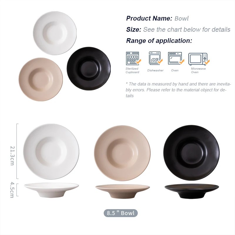 product fenn modern style custom logo color porcelain hat plate matte ceramic round deep soup noodle pasta plates for restaurant-56