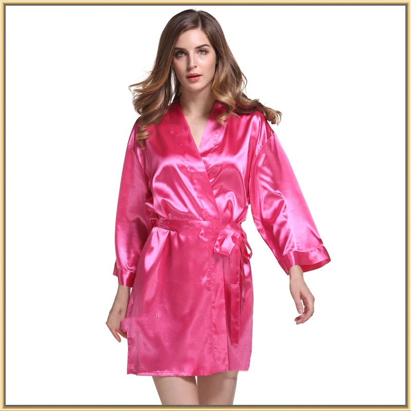 Sexy Women Short Pajama Silk Nightgown Satin Silk Brides Robe Nightgown Robes