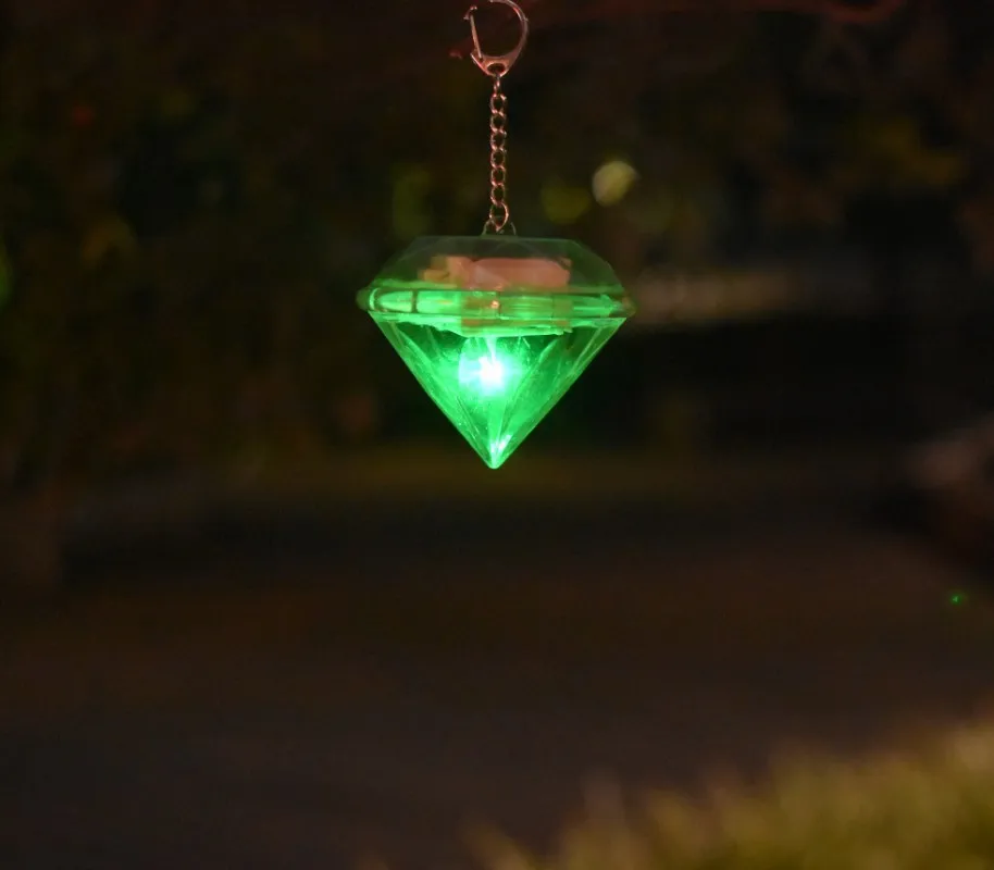 Diamond-Shape Colorful Plastic Garden Yard Decoration Hanging Light Waterproof Outdoor Solar LED Light manufacture