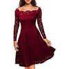 Red long sleeve lace wedding dress