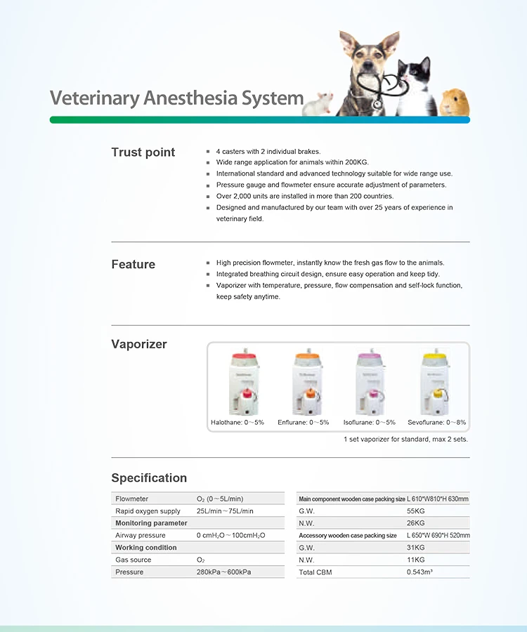 Medical veterinary gas anesthesia machine vet anesthesia equipments for pet cat dog Animal