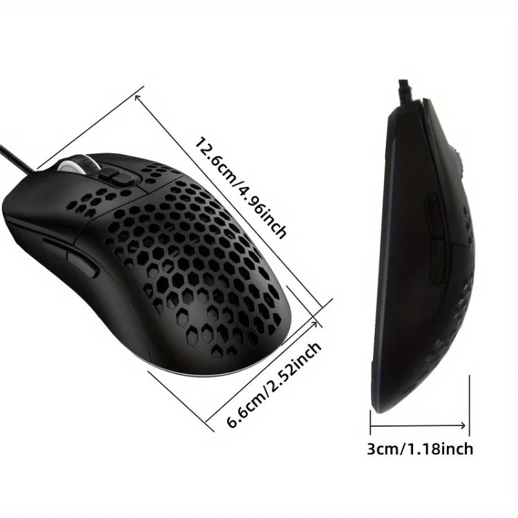 Manufacturers Silent Wired E-Sports Optical Lightweight Mouse Hole RGB Lighting Black Ga aperçu 2