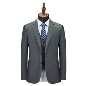 Men's Grey Anti-Wrinkle Woven Fabric Business Suit Zipper Fly Pants Single Breasted for Spring Autumn Formal Work Occasions