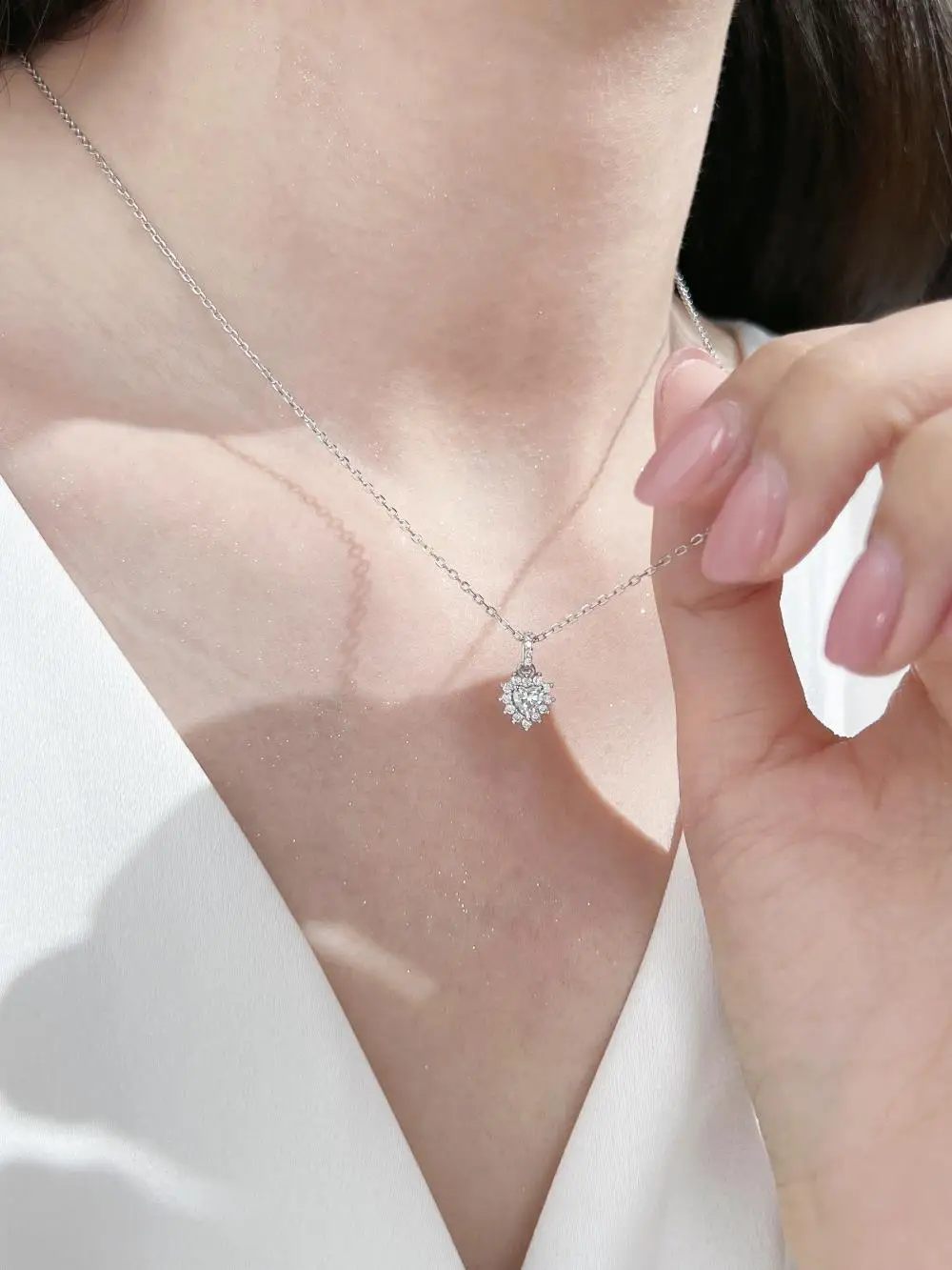 KAKODIY Heart Pendant 925 Sterling Silver Women's Necklace Girls Engagement Wedding Jewelry Necklace detail 6