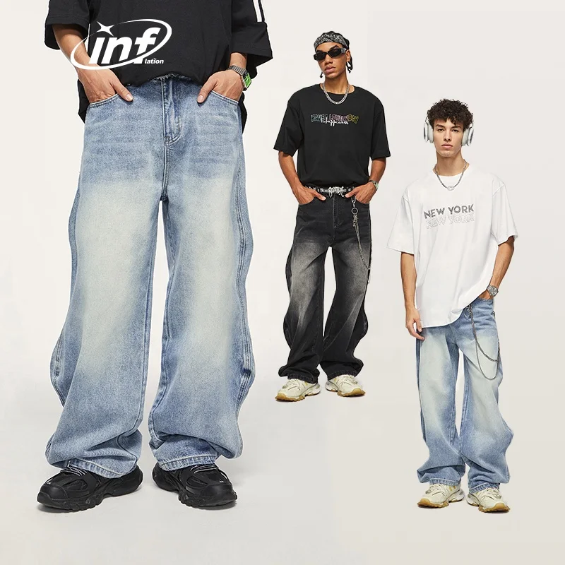 Inflation Baggy Wide Leg Jeans Pants Denim Brand Y2k Mens Jeans Men ...