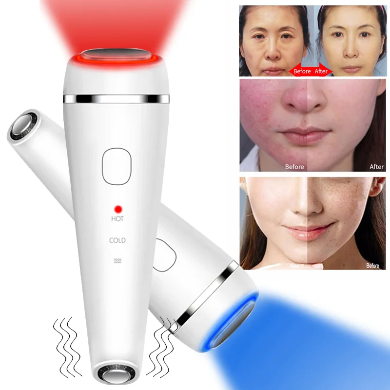 Heating and Cooling Photon Facial Eye Care Massager Red Light Blue Light Beauty Device