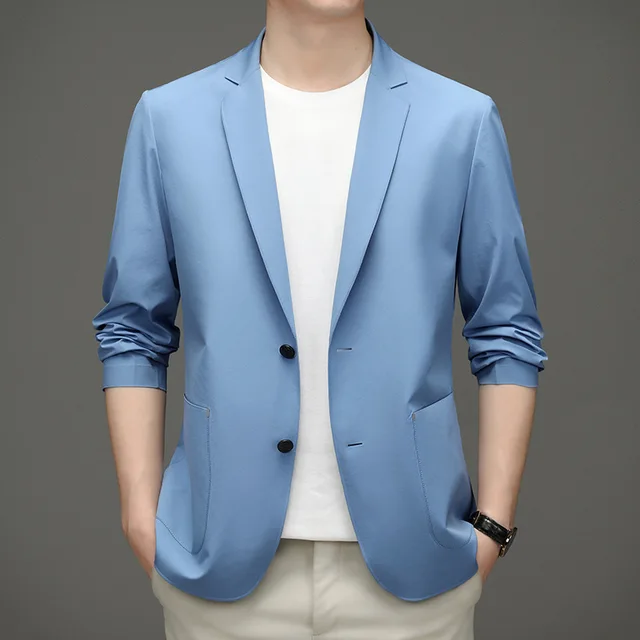 2024 OEM ODM Customization Solid Men's suits polyester elastics blazer Luxury suits blazer Men's Business Casual Blazer