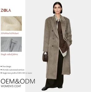 Women's Suri Classic Long Winter Coat with Double-Breasted Buttons Polyester Lining