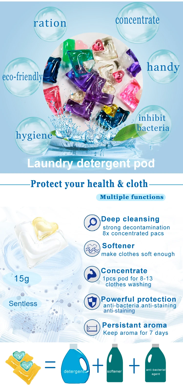 high quality  Natural  baby fragrance ball detergent booster baby clothes liquid laundry detergent