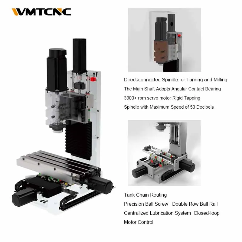 XK7113D High Precision Light Duty 3-axis Small CNC Milling Machine Small Desktop Mini CNC  Metal Milling Machine for Sale