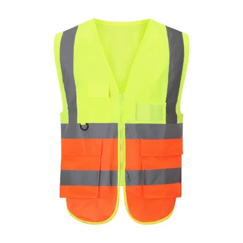 Hi Vis Two-Tone Orange and Yellow Reflective Safety Vest High Brightness Vest for Railway Worker