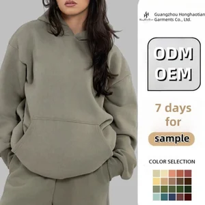 ODM Custom Women Thick Cotton Fleece Relaxed Super Soft Softness Heavyweight Oversize Fit Pullover Hoodies With Kangaroo Pocket