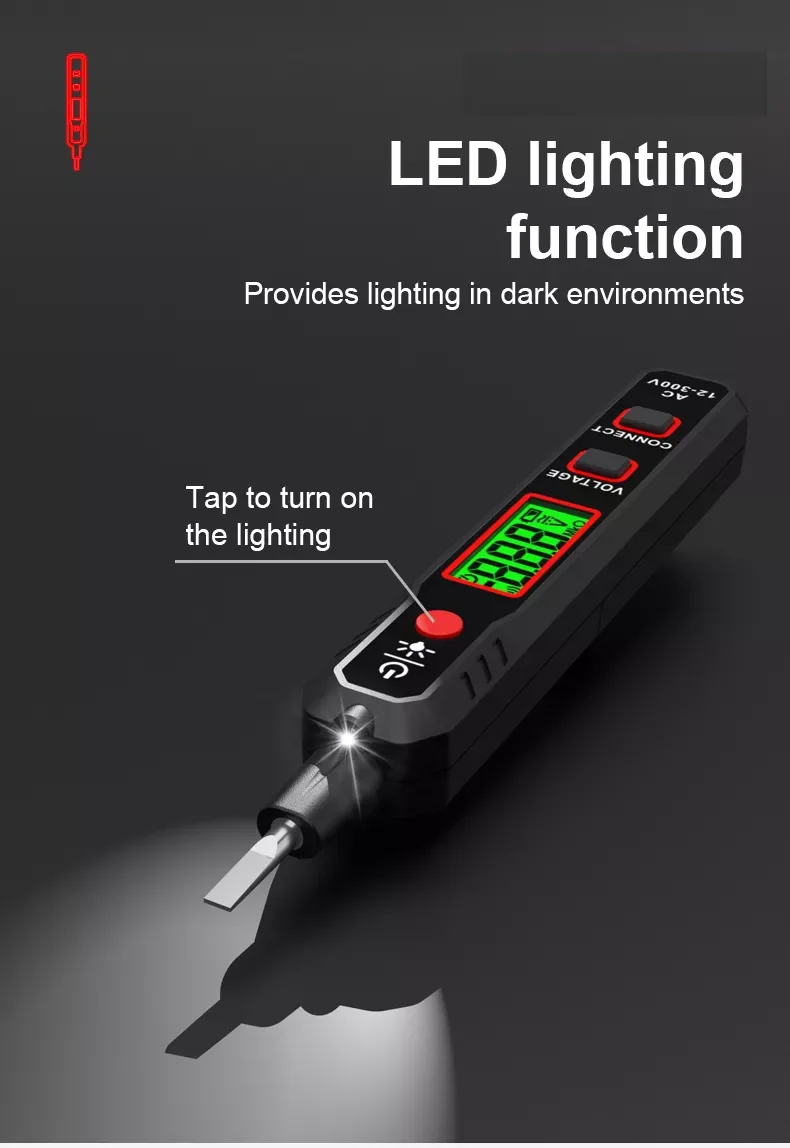 LCD Display AC Voltmeter Voltage Tester LCD Display Flash Light AC Voltage Detector