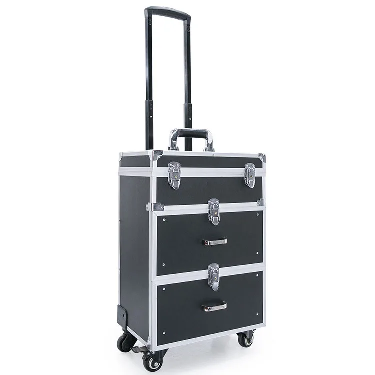 Factory Heavy Duty Hard Aluminum Carrying Tool Train Case Box With Wheels