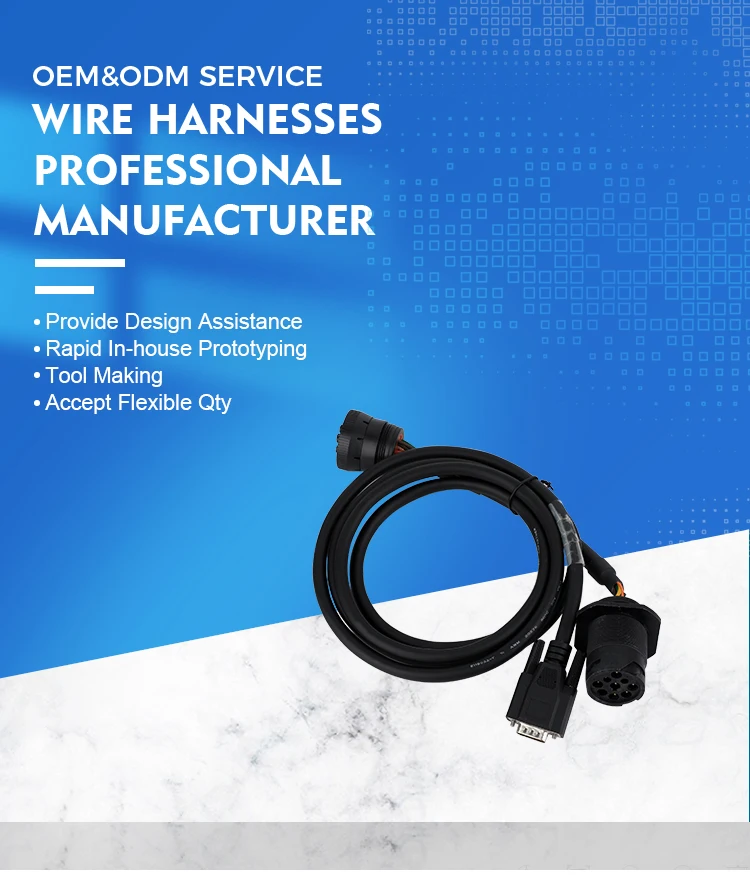 product custom black j1939 9pin connector to dp15 connector y cable-2