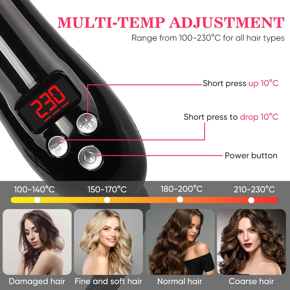 28mm Automatic Rotating Curling Iron Hair Curling Wand Ionic Professional Auto Hair Curler