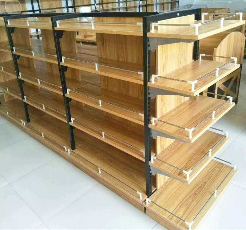 Custom Wooden Shelf Supermarket Gondola Shelf For Retail Store