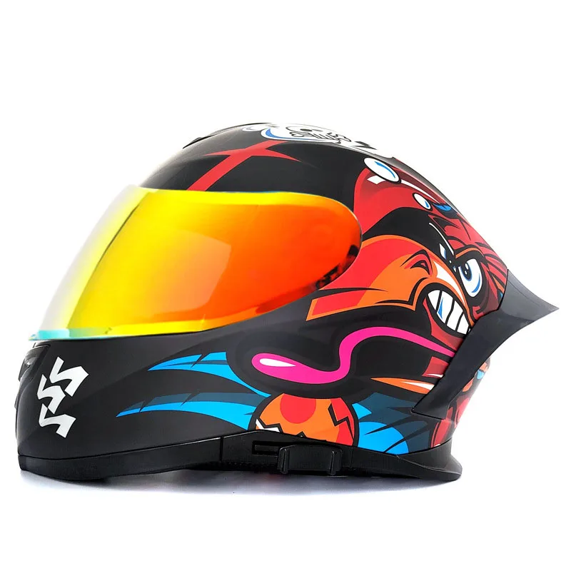 Dot Full Helmet ECE Electric Motorcycle Helmet Men and Women Big Tail Double Mirror Helmet