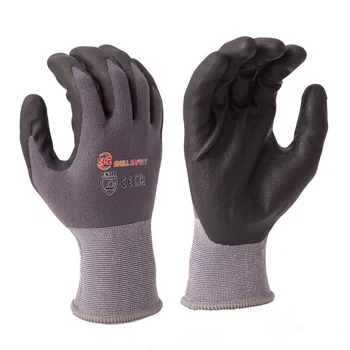 SNELLsafety 15 Gauge Anti-Slip Oil Grip Work Safety Gloves Nylon Spandex Knitted Shell Micro Foam Nitrile Coating for