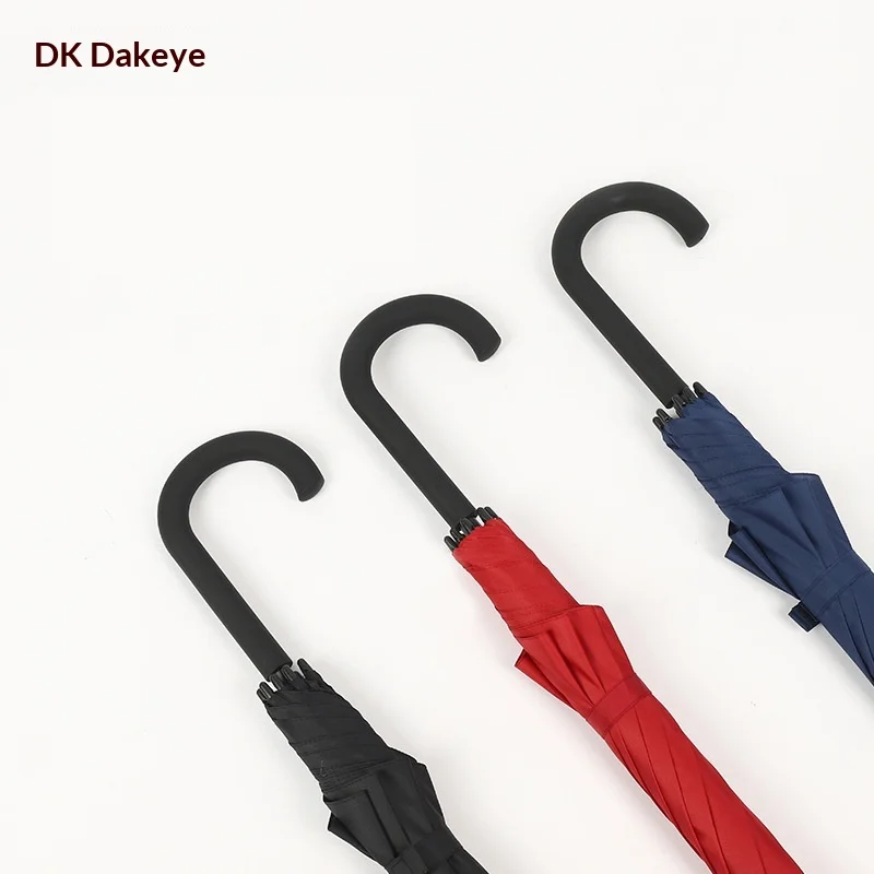 Black Umbrella Manufacturer Wholesale Custom 23-inch Reinforced Double-bone Long-handled logo Printing Curved Handle preview 4