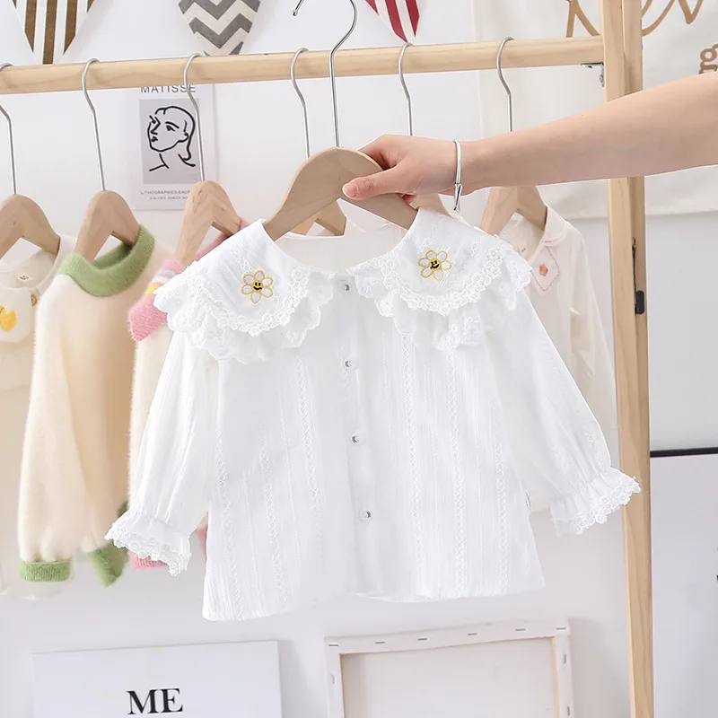 LCC087 2022 Lace Korean Style Blouse, Cotton fabric - Main Image