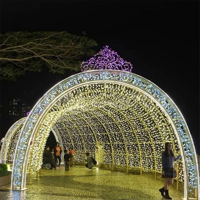 cheap price christmas lights 3d golden round arch light motif lighting for christmas decoration