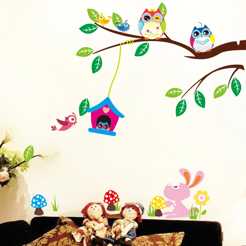 Jungle Monkey Tree Climbing Wall Decals PVC Vine Leaves Stickers for Baby Nursery Kids Room Living Room Wall Art Decor