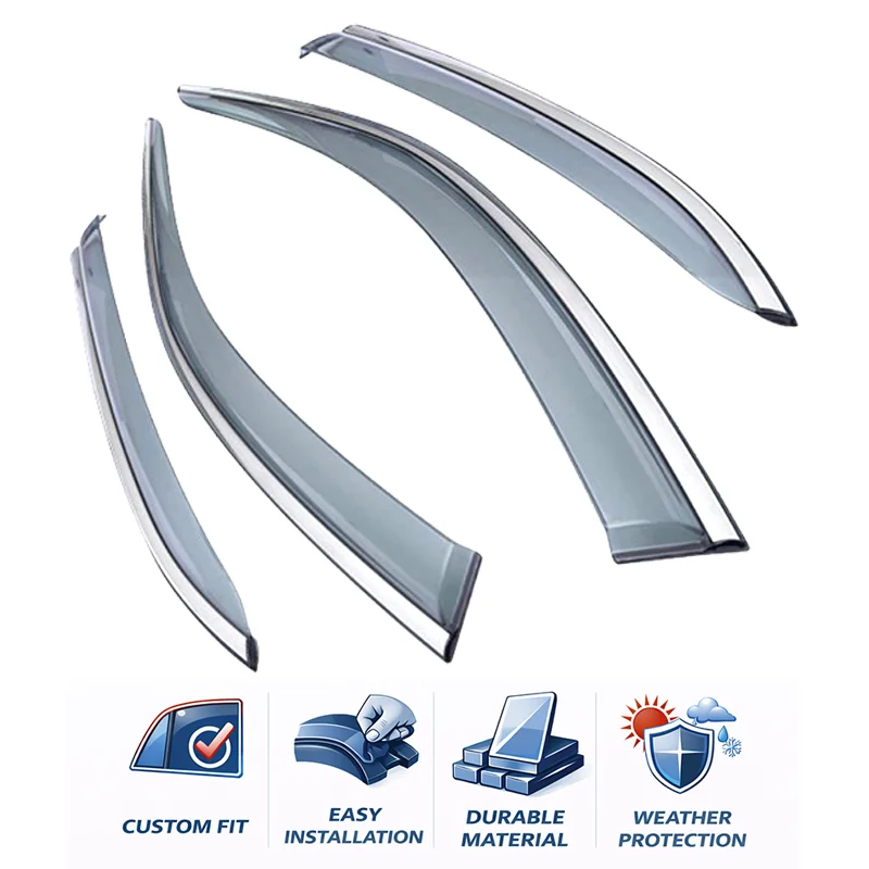 Injection Window Deflectors for Ford F250 / F350 / F450 / F550 Rain Guards Side Window Visor Wind Deflector Auto Accessories