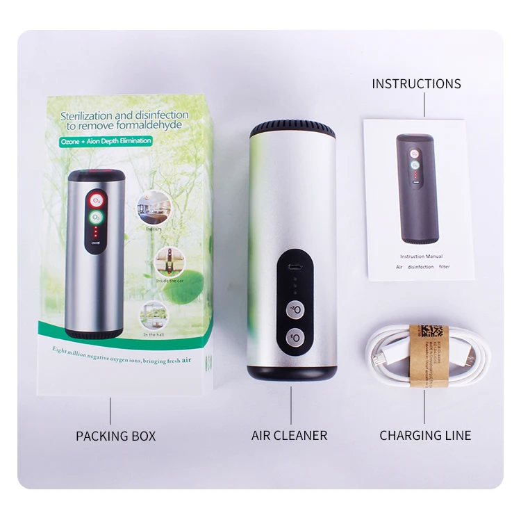 20min Auto Off  Expelling Smell Aldehyde 50mg/h Anion Generator Ozone Car Air Purifier Portable 