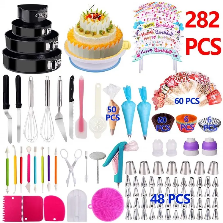 Amazon Top Seller Nozzle Decoration Tip Kit Box Baking Supply Turntable Fondant Accessories Mould Cake Decorating Tool Set