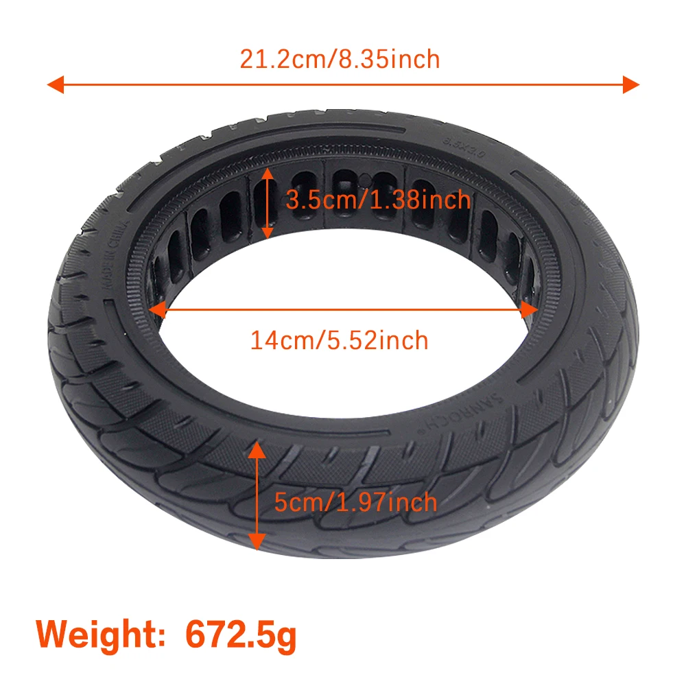 Inflation-Free 8.5*2 Solid Tire with Shock Absorption Honeycomb Design Made of Rubber for Xiaomi Electric Scooter
