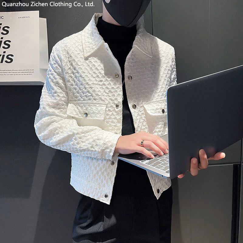 Walf Chec Fashion Lapel-up Spring Autumn Retro Men Casual Cargo Jacket Solid Color Loose Male Outerwear_voghion.com