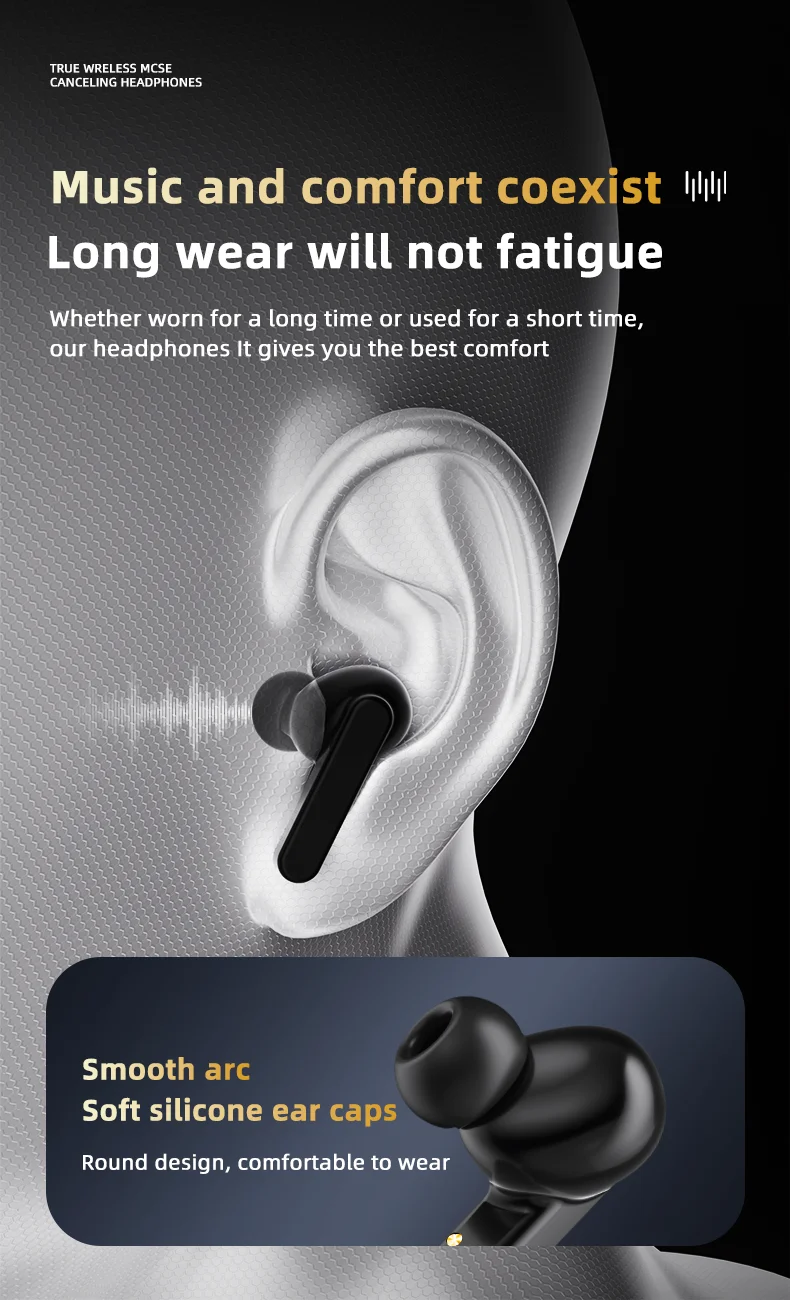 TWS WT-7 Earphone Wireless BT V8 Earbuds ANC Noise Cancelling Headphone In Ear Touch Screen Controls Headset