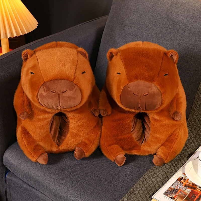 Pantofole Invernali Morbide A Forma Di Capibara, Peluche Caldo Con Suola Antiscivolo, Unisex Taglia 40-41