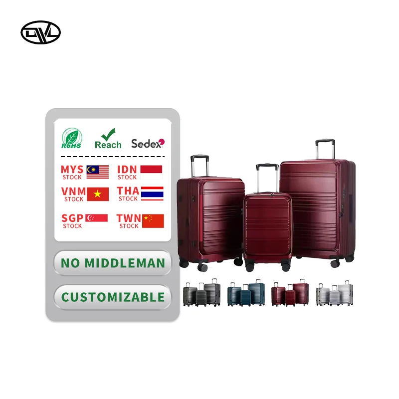 Classic Business Style Front Opening Luggage Sets Suitcase Computer Bag High-capacity Red Color