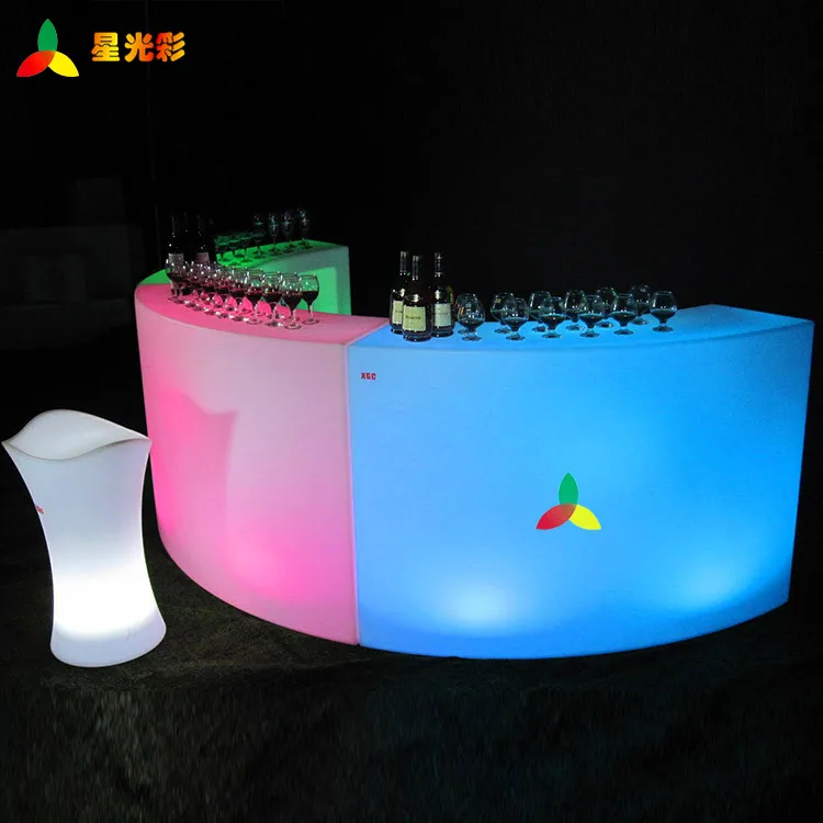 Assembly Party Plastic Portable bar LED Curved Bar Table Illuminated Nightclub Furniture Glowing Lightweight Circle Bar Counter