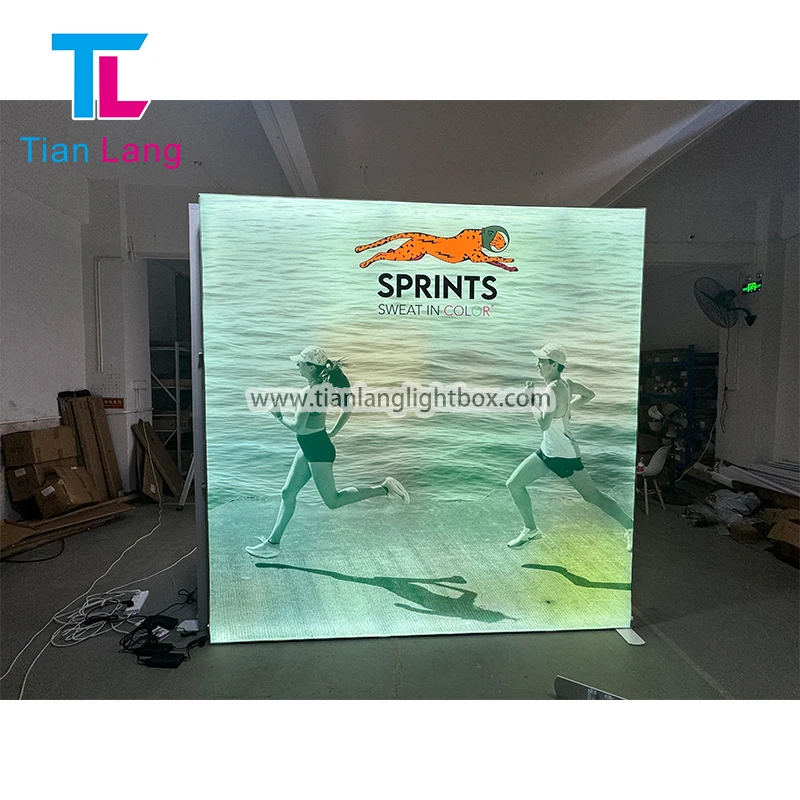 10x20 paprastas montavimas renginių stendalas iš aliuminio rėmimo SEG poliestero audinys reklamos rodymui su LED apšvietimu