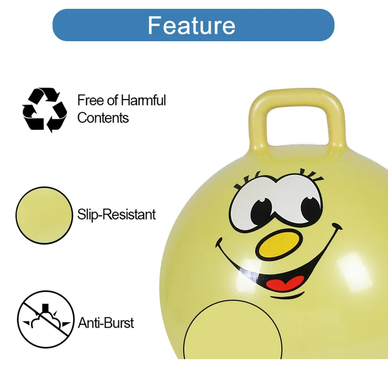 22 Inch Rainbow Color Hopper Ball with One Handle for Kids