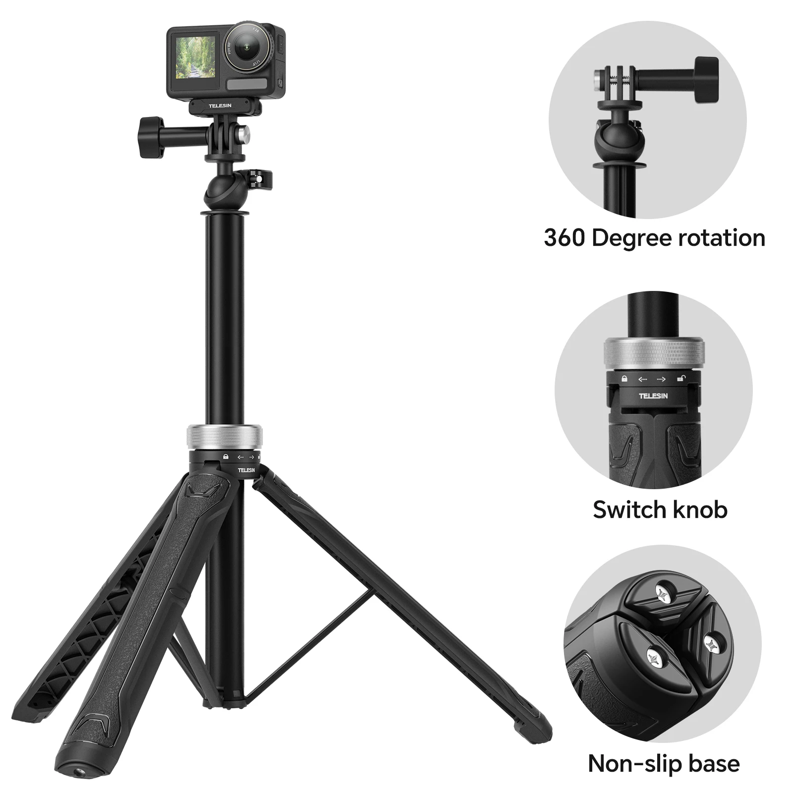 Telesin Universal Selfie Stick Perfect for Go Pro DJI
