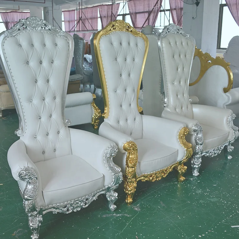 Events furniture rental Cheap antique King and Queen party High Back Royal  Luxury Wedding Throne Chair for groom and bride