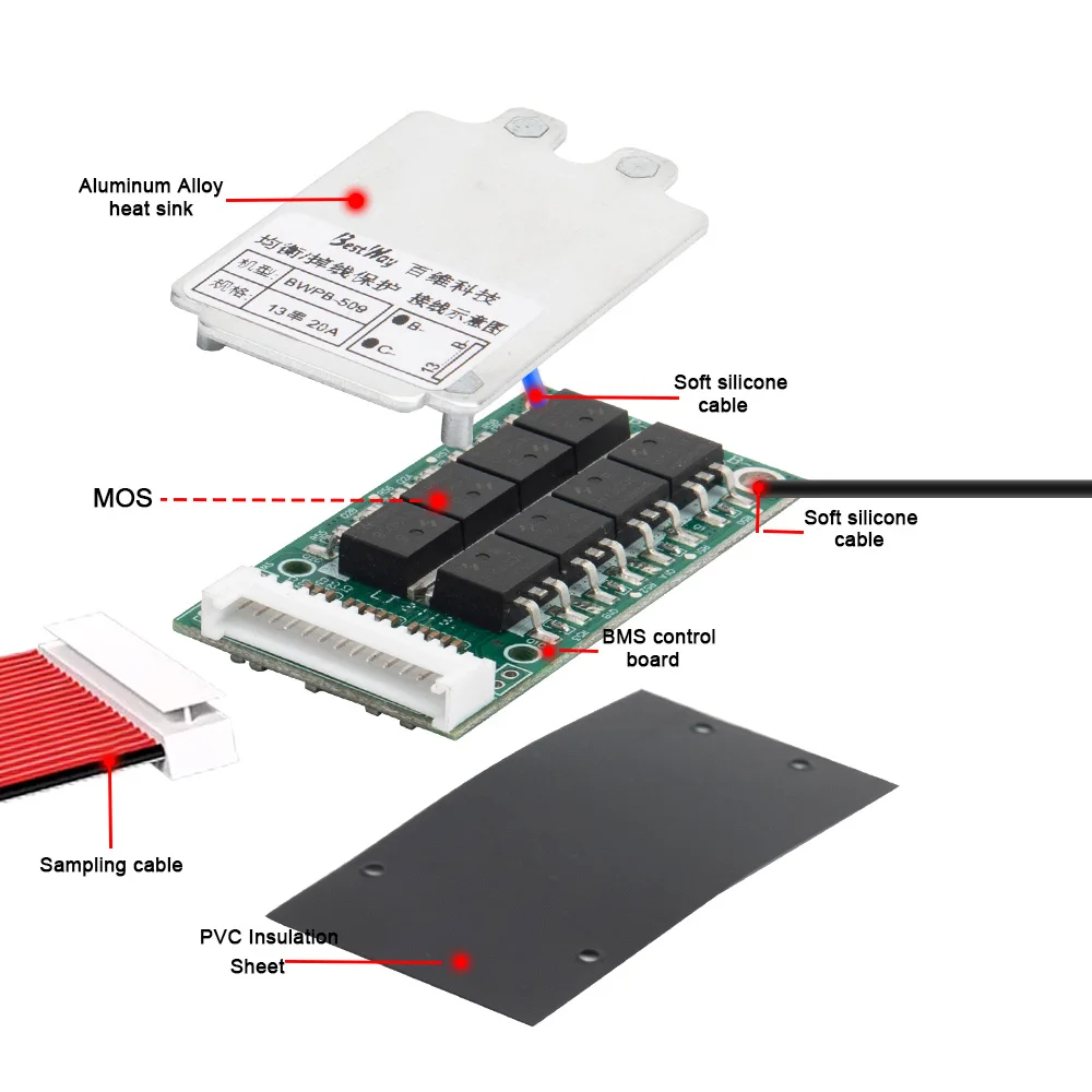 BestWay Battery Management System 13S 25A PCB with balance for Electric Motorcycle